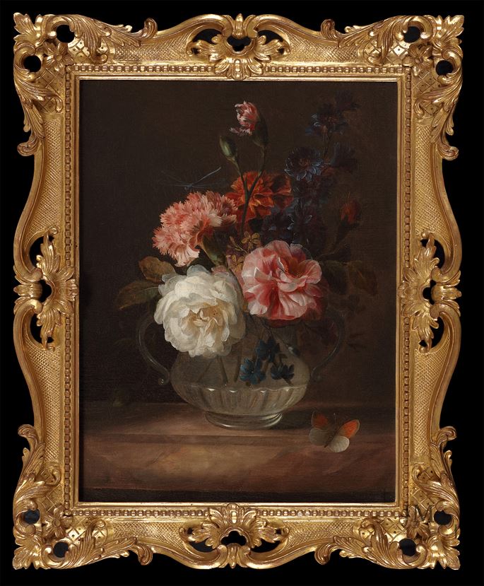 Mary Moser R.A. - Still life of Roses, Carnations and other flowers in glass vase | MasterArt